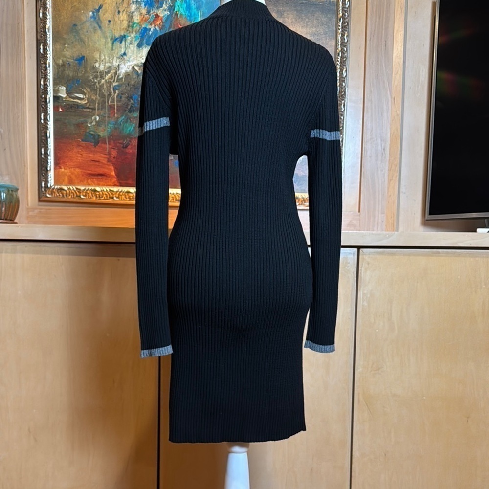 NWOT Black Ribbed Knit Dress with Grey Accents - Picture 6 of 10